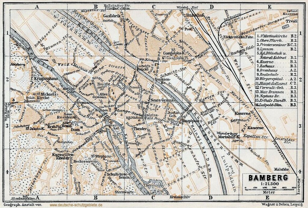 Bamberg Stadtplan 1910 (Wagner & Debes Leipzig)