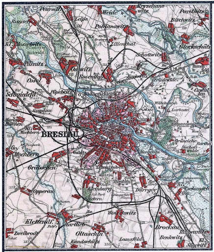 Breslau Umgebung Landkarte (Eduard Gaeblers "Neuester Hand-Atlas", 4. Auflage, Leipzig, 1901)