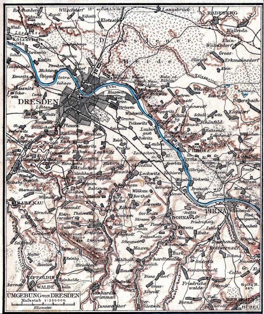 Dresden Umgebung Landkarte um 1890