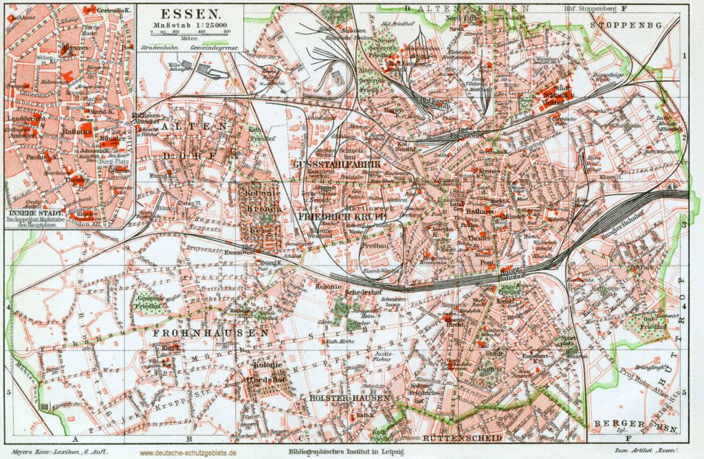 Essen Stadtplan 1900 (Meyers Konversations-Lexikon 6. Auflage)