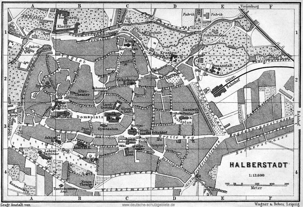 Halberstadt Stadtplan 1889 (Wagner & Debes Leipzig)