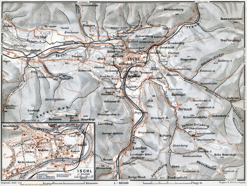 Ischl Stadtplan 1900 (Wagner & Debes Leipzig)