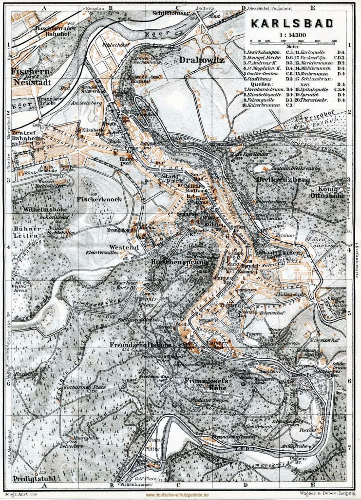 Karlsbad Stadtplan 1910 (Wagner & Debes Leipzig)