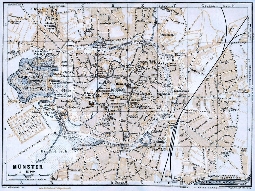 Münster i. W. Stadtplan 1910 (Wagner & Debes Leipzig)
