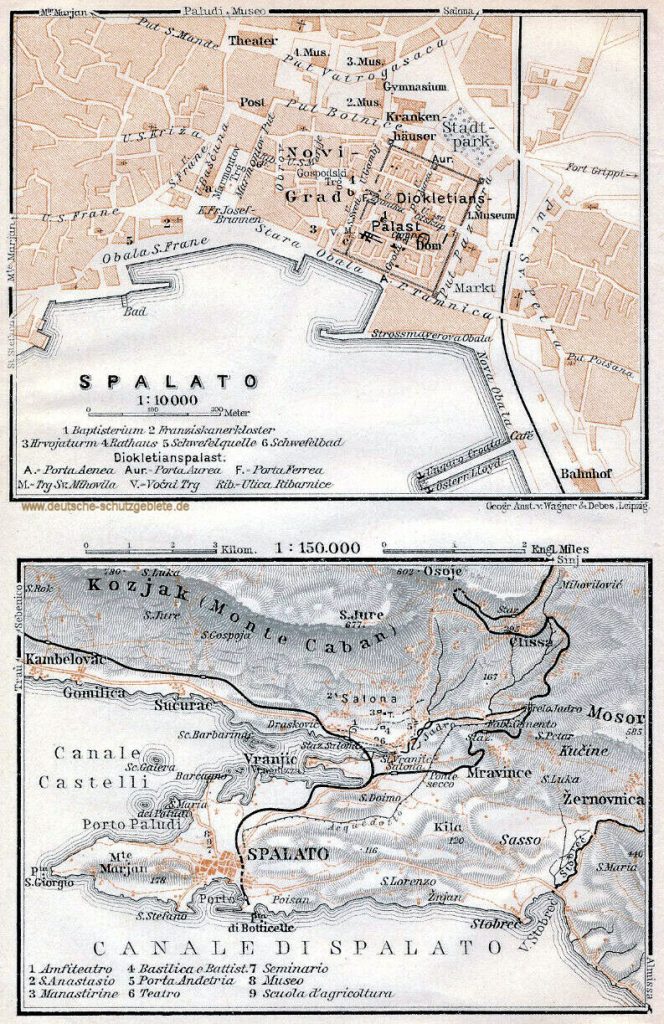 Spalato (Split) Stadtplan 1910 (Wagner & Debes Leipzig)