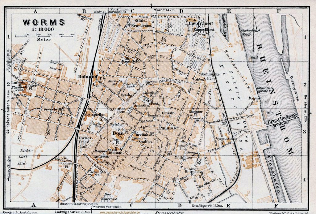 Worms Stadtplan 1900 (Wagner & Debes Leipzig)
