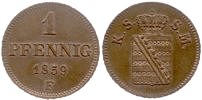 Sachsen 1 Pfennig 1859