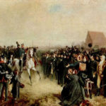 "Aufruf an mein Volk", Freiwillige von 1813 vor König Friedrich Wilhelm III. zu Breslau. Gemälde von Julius Scholtz.