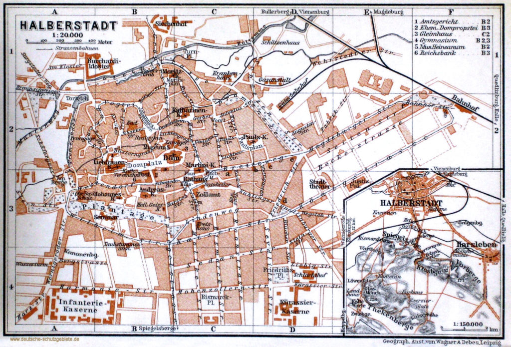 Halberstadt Stadtplan 1910 (Wagner & Debes Leipzig)