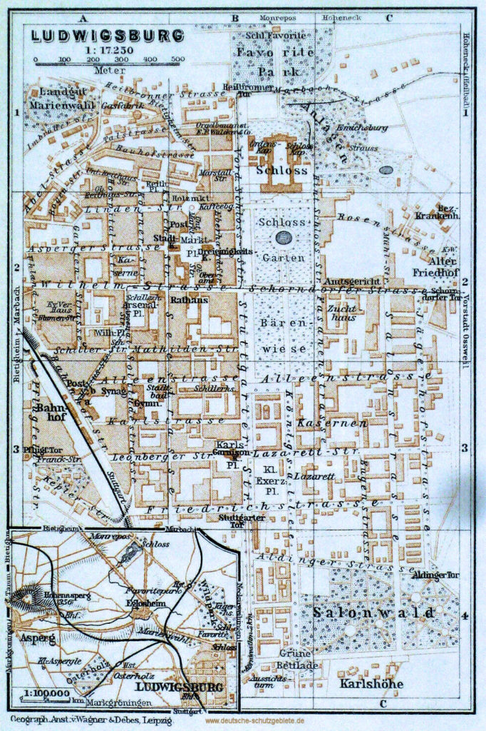 Ludwigsburg Stadtplan 1910 (Wagner & Debes Leipzig)