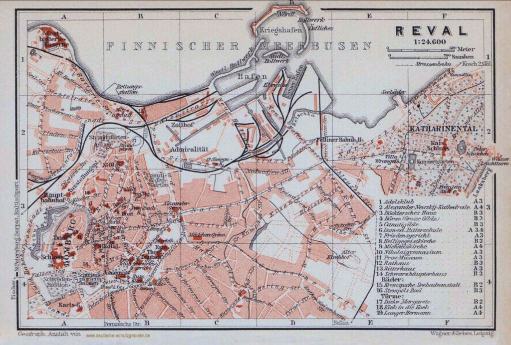 Reval (Tallinn) Stadtplan 1910 (Wagner & Debes Leipzig)
