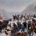 "Rheinübergang der Ersten Schlesischen Armee bei Caub. 1. Januar 1814." (Sammelbild nach einem Gemälde von Camphausen)