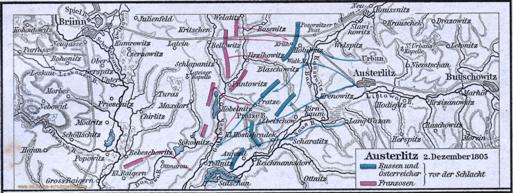 Schlacht bei Austerlitz 2. Dezember 1805. (F. W. Putzgers "Historischer Schul-Atlas" 1902) 
