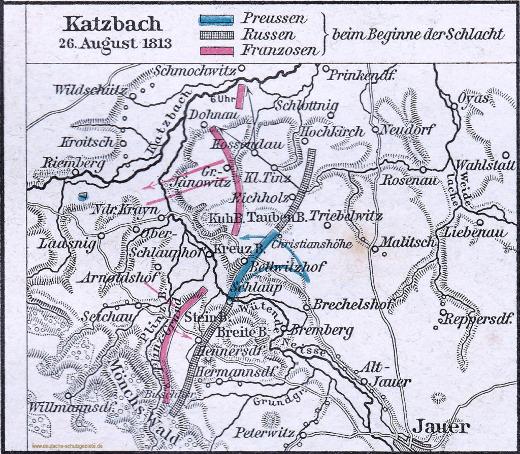 Schlacht bei Katzbach 26. August 1813 (F. W. Putzgers "Historischer Schul-Atlas" 1902)