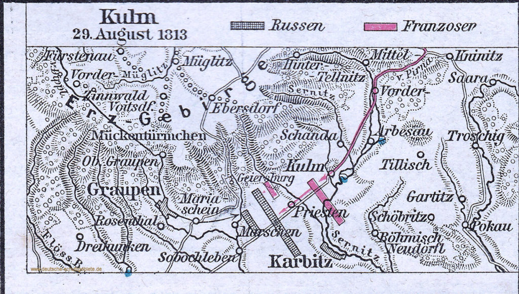 Schlacht bei Kulm 29. August 1813. (F. W. Putzgers "Historischer Schul-Atlas" 1902)