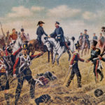 Schlacht bei Waterloo - "Begegnung Wellingtons mit Blücher bei Waterloo (Belle-Alliance) 18. Juni 1815" (Sammelbild nach einem Gemälde von R. Knötel)