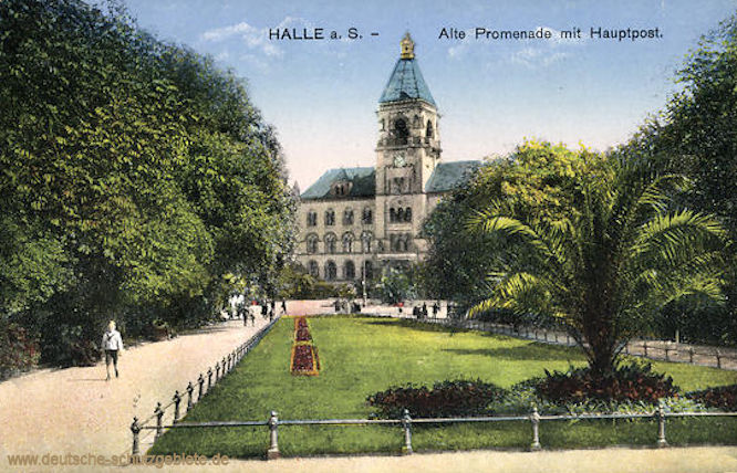 Halle. a. d. S. Alte Promenade mit Hauptpost.
