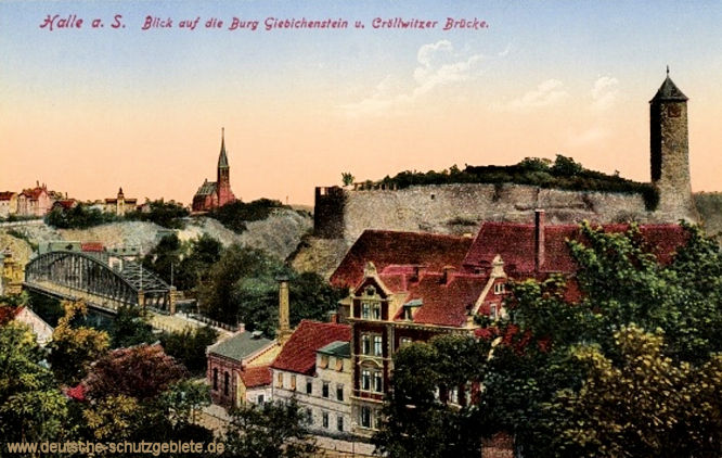 Halle. a. d. S. Blick auf die Burg Giebichstein.